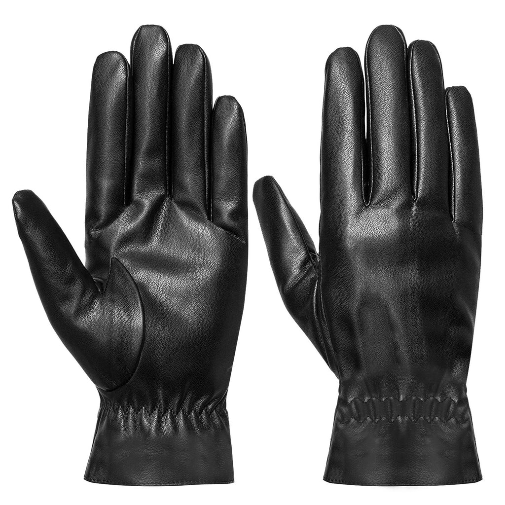 Winter Leather Gloves - Windproof & Waterproof for Cycling, Skiing & Driving