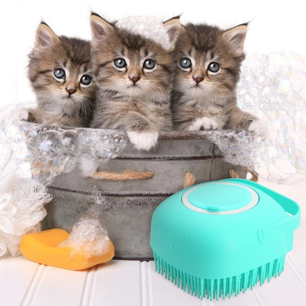 Pet Shampoo Brush - Silicone Massage Grooming Tool for Dogs & Cats