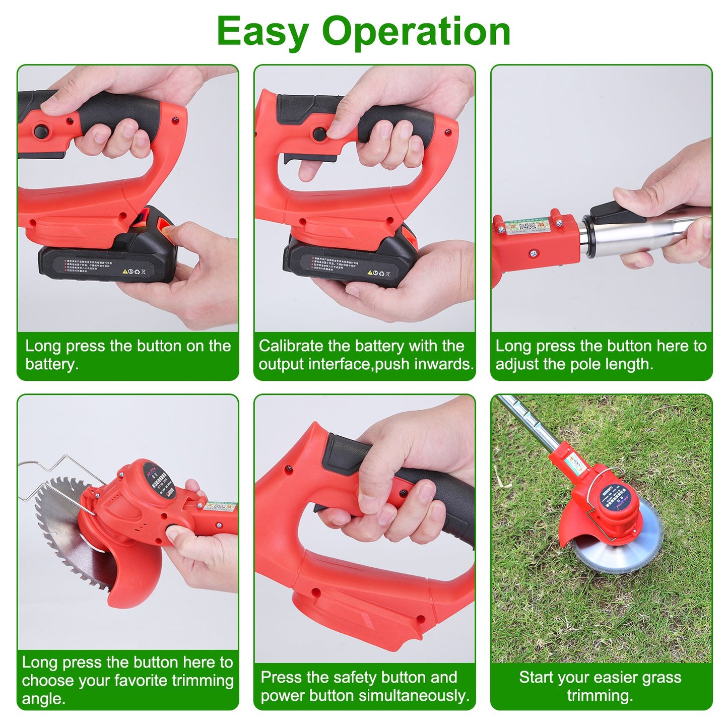 Electric Cordless Grass Trimmer - 21V Rechargeable Lawn Edger with Blades & Accessories