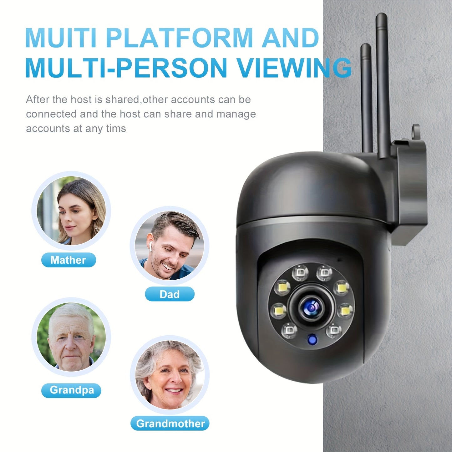 360° Wireless Outdoor Security Camera - HD 1080P WiFi Night Vision