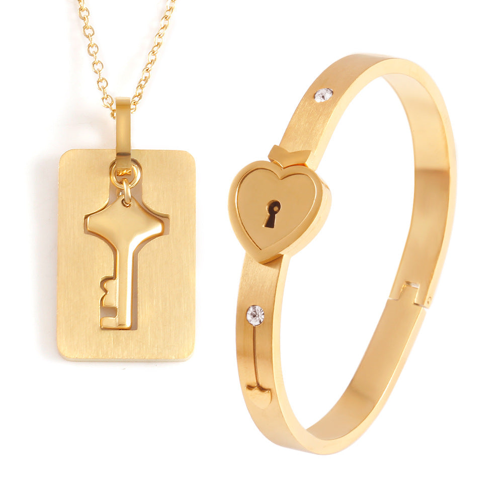 Couple's Love Lock Bracelet Set - Matching His & Hers Heart Bracelets