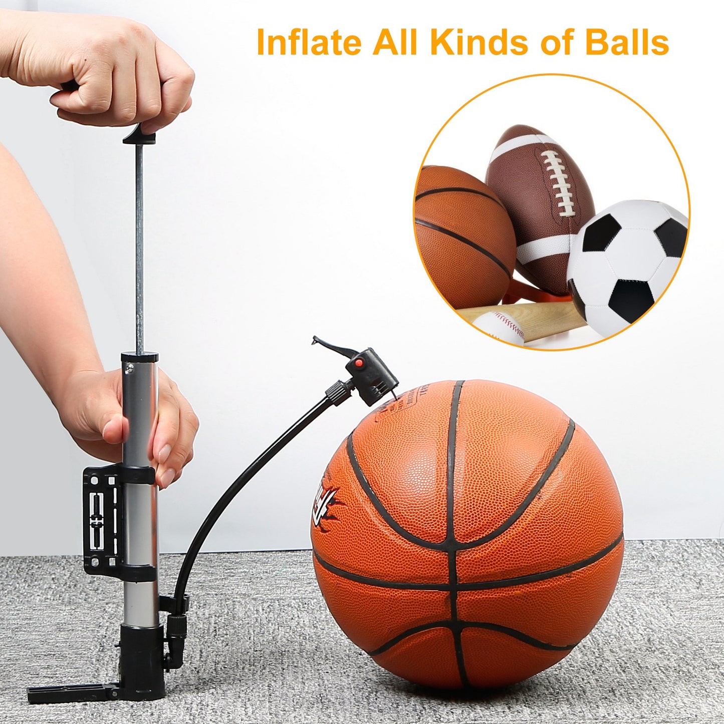 Mini Bike Inflator - Portable Bicycle Tire Pump with Frame Mount