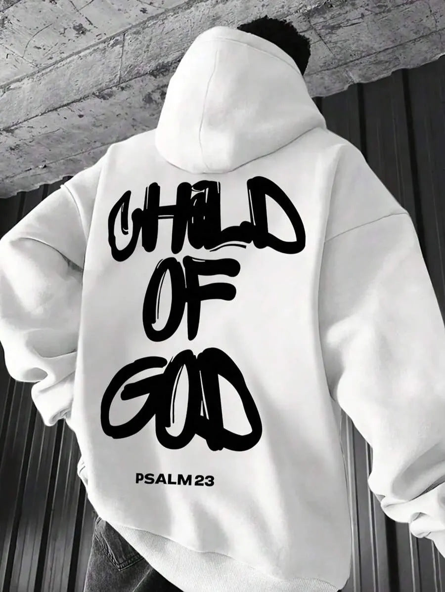 Men's Letter-Print Fleece-Lined Pullover Hoodie