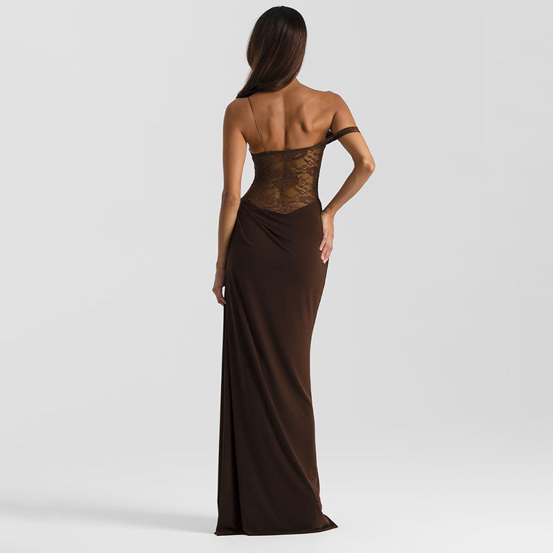 Sheer Lace Elegant Maxi Dress - Sleeveless Backless Evening Dress