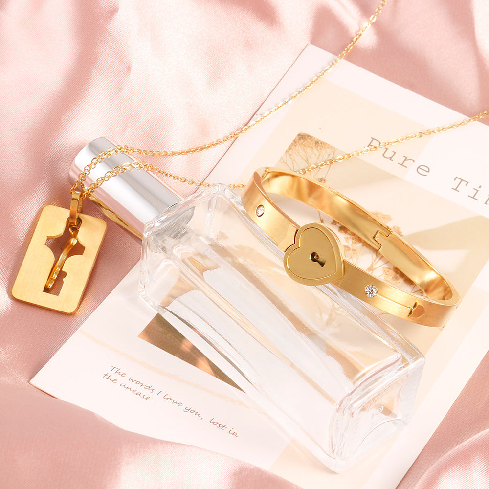 Couple's Love Lock Bracelet Set - Matching His & Hers Heart Bracelets