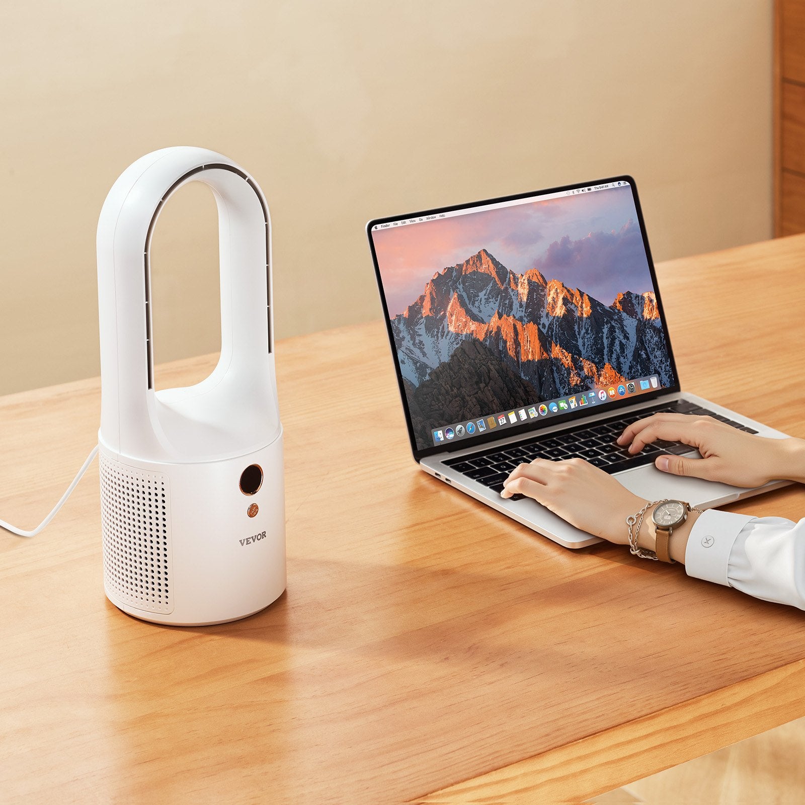 Portable Desk Bladeless Fan 6-Speed Quiet Table Fan For Bedroom & Office