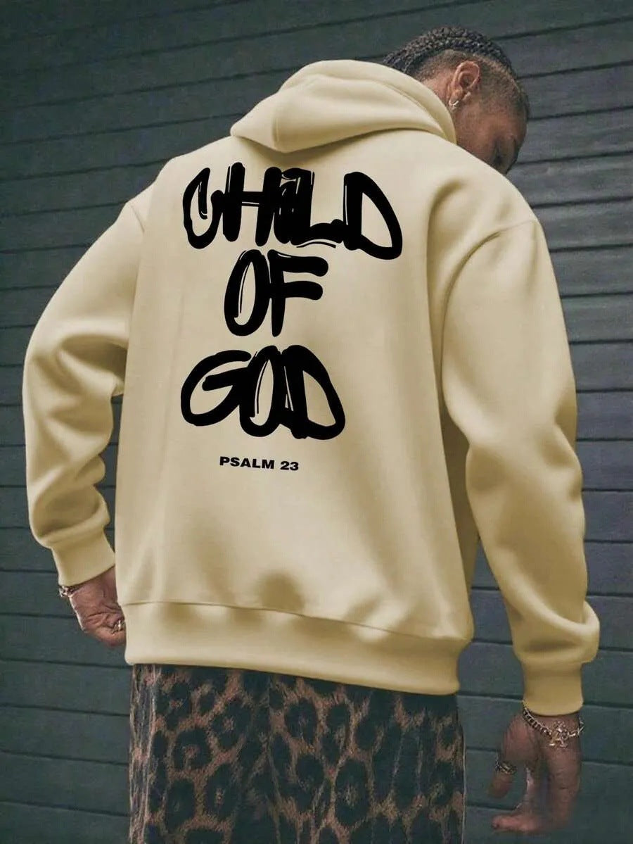 Men's Letter-Print Fleece-Lined Pullover Hoodie
