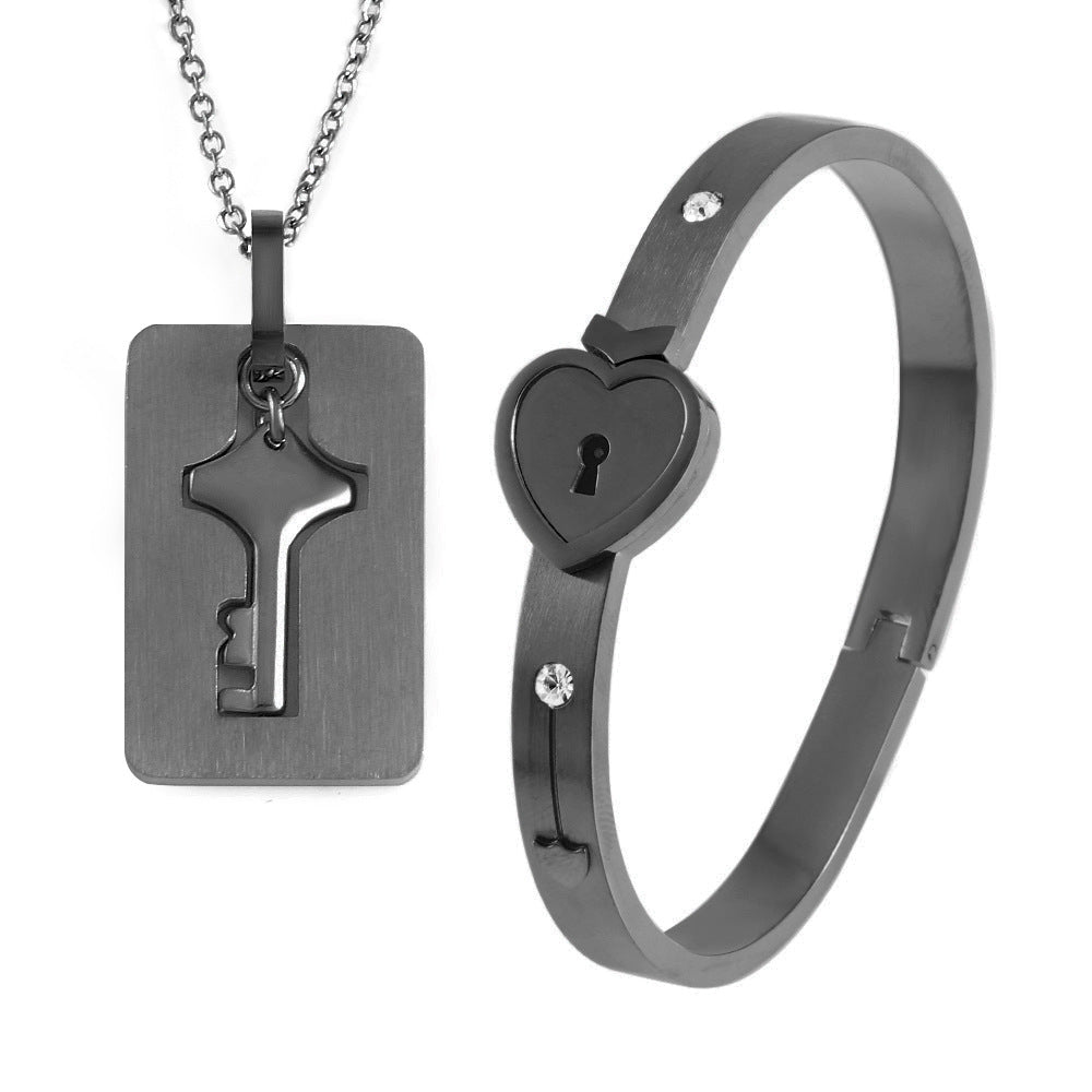 Couple's Love Lock Bracelet Set - Matching His & Hers Heart Bracelets