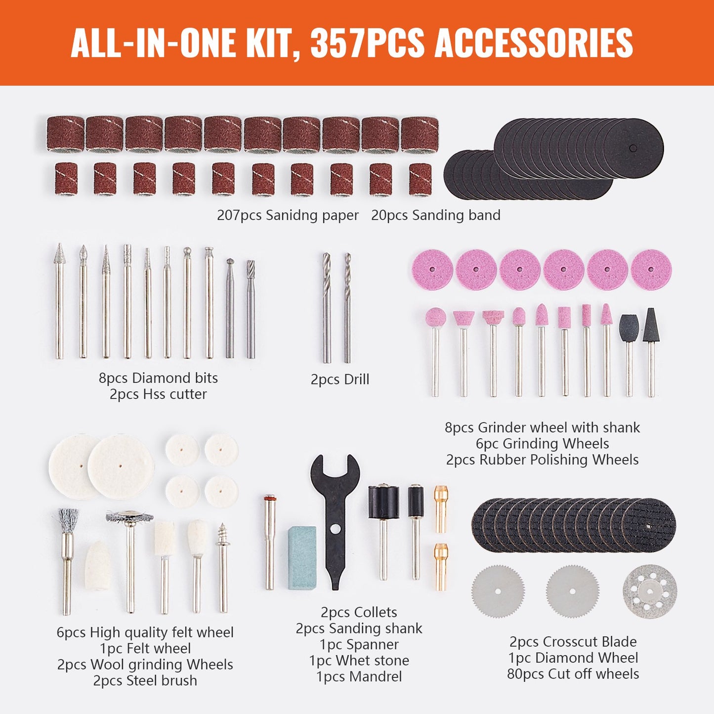 357-Piece Rotary Tool Accessory Kit - Universal 1/8" Shank for Grinding & Carving