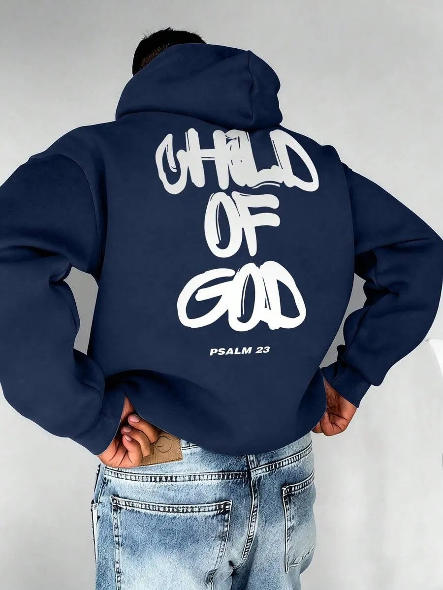 Men's Letter-Print Fleece-Lined Pullover Hoodie