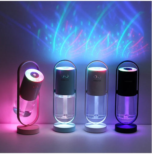 USB Air Humidifier with Projection Night Light - Portable Mist Maker