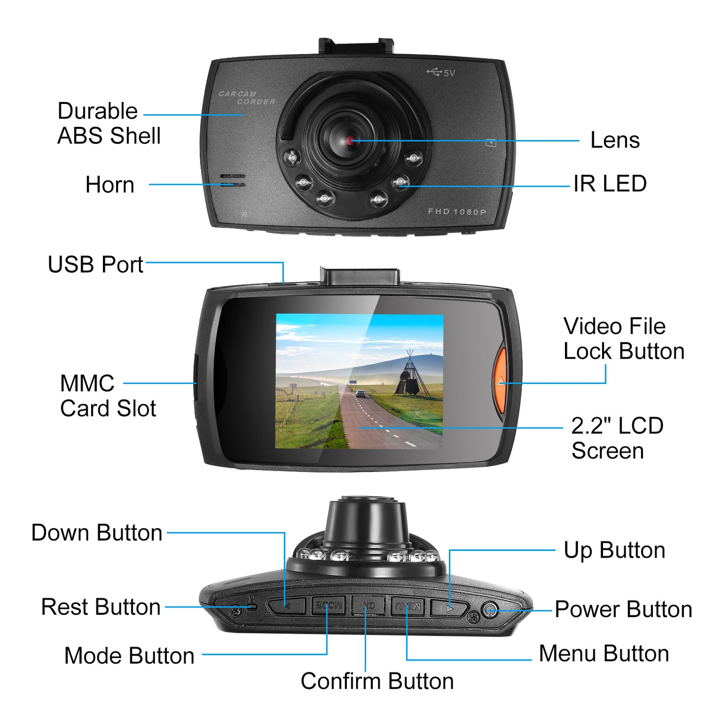 1080P Car DVR Dash Cam - Night Vision Loop Recording Camera