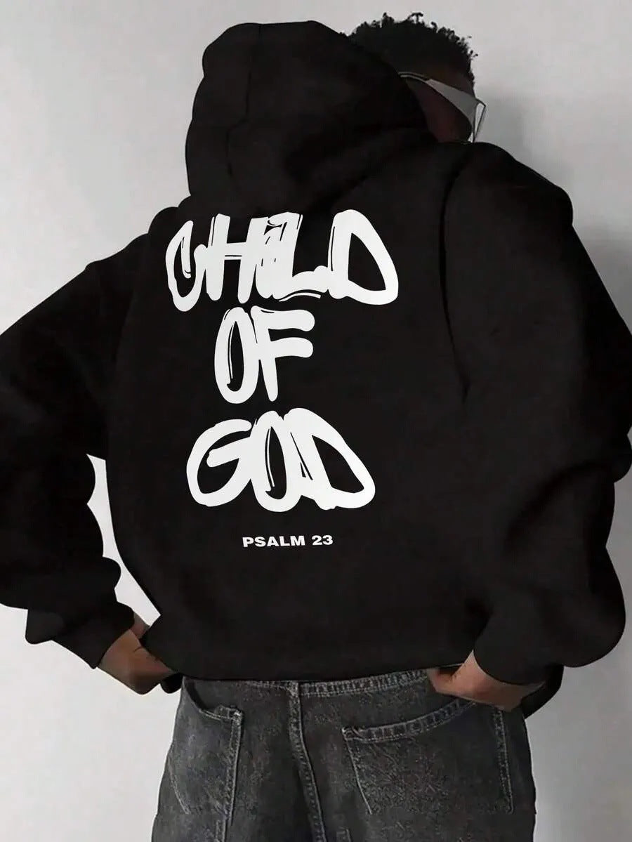 Men's Letter-Print Fleece-Lined Pullover Hoodie