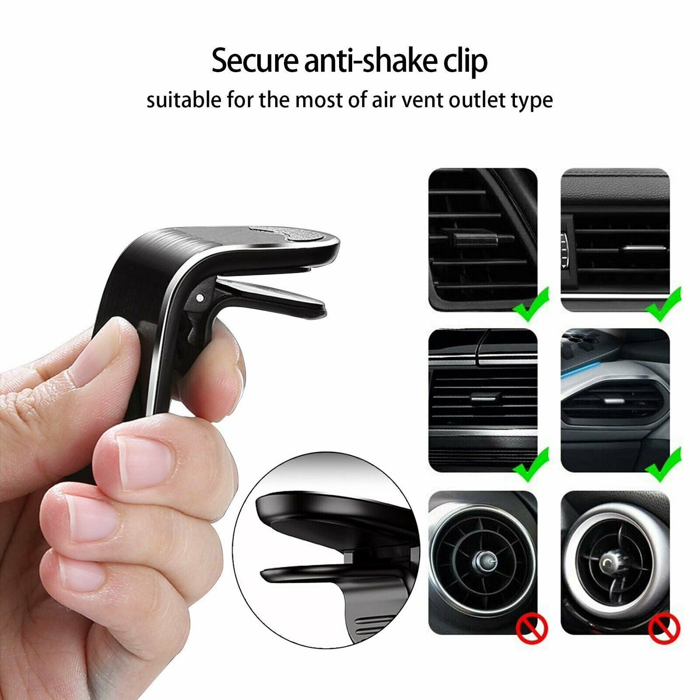 Magnetic Car Air Vent Phone Mount - 360° Rotation GPS Holder