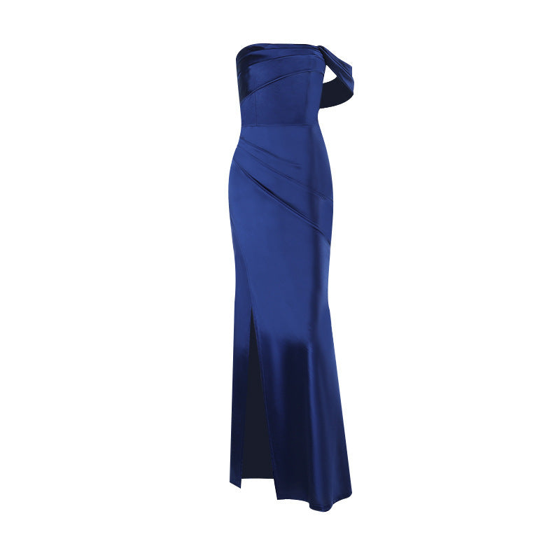 Satin Mermaid Bridesmaid Dress - Off Shoulder Corset Formal Gown