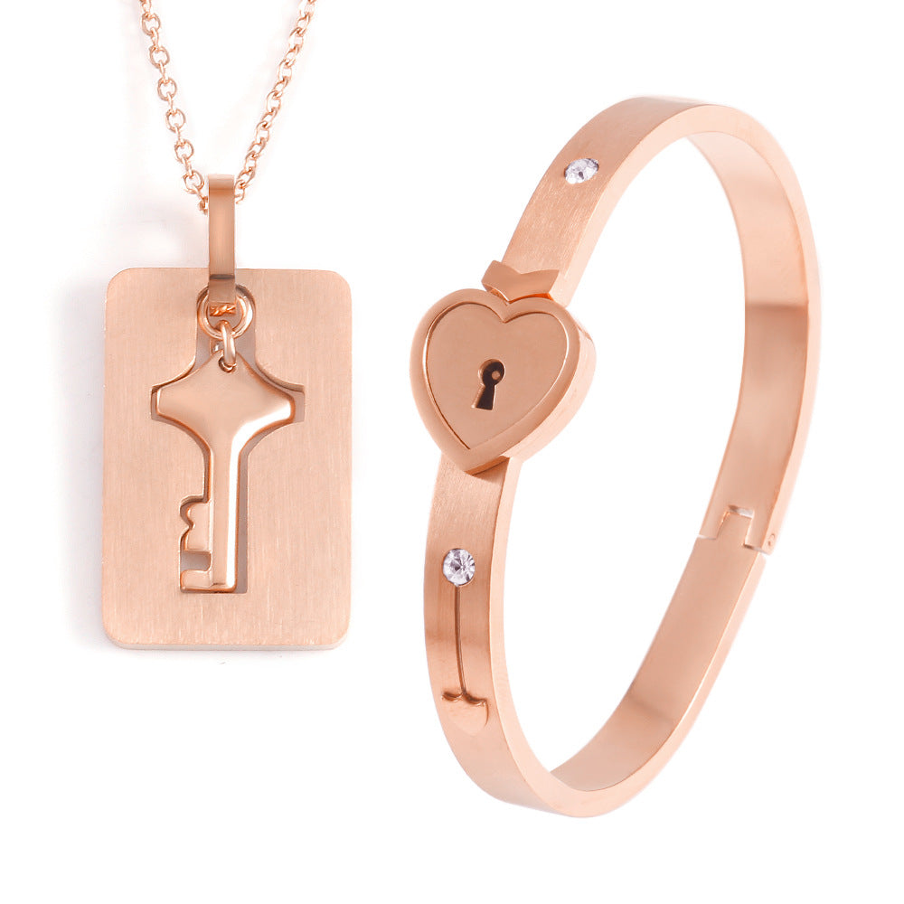 Couple's Love Lock Bracelet Set - Matching His & Hers Heart Bracelets