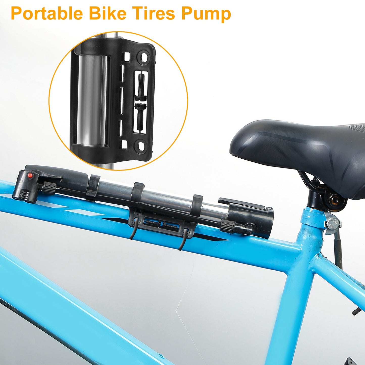 Mini Bike Inflator - Portable Bicycle Tire Pump with Frame Mount