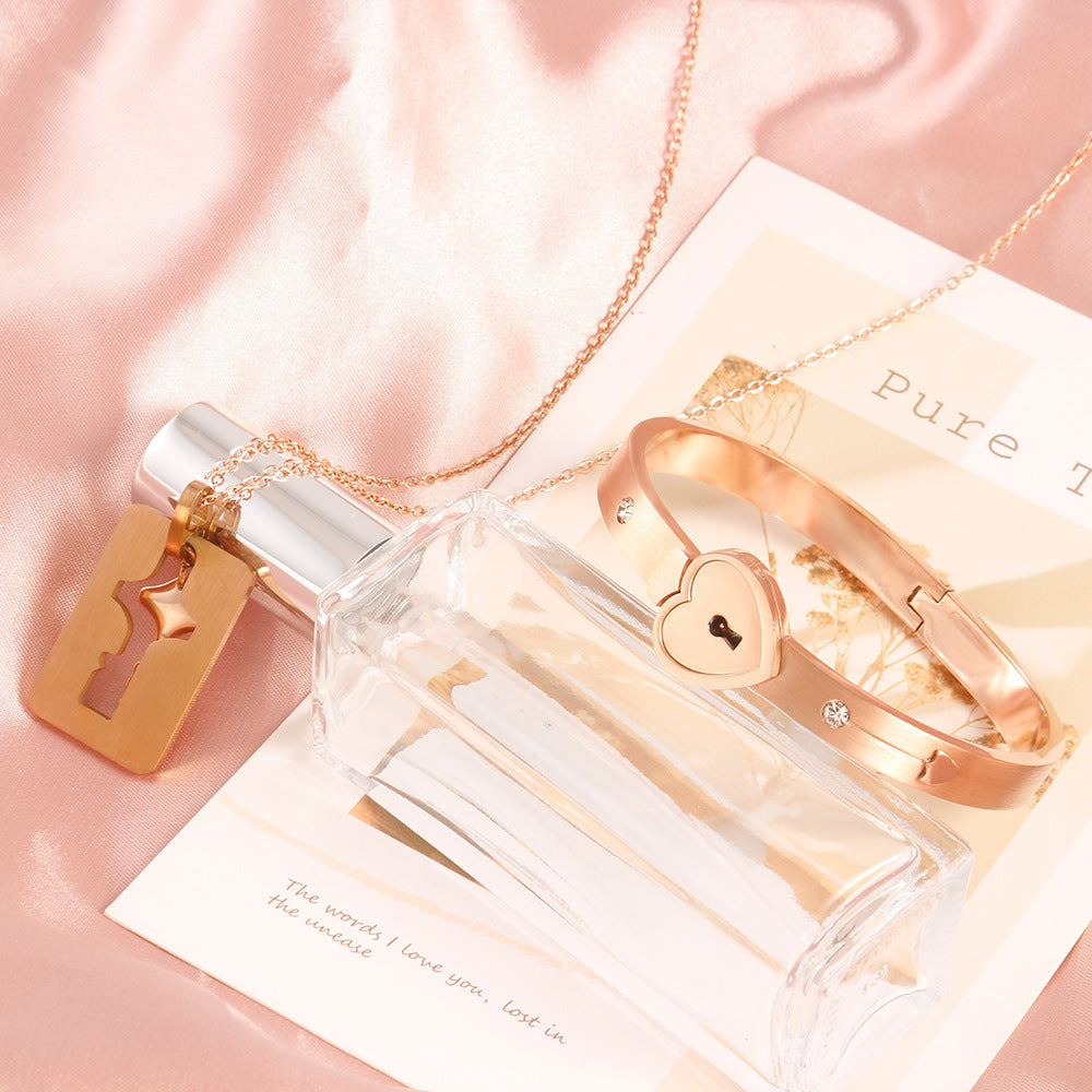 Couple's Love Lock Bracelet Set - Matching His & Hers Heart Bracelets